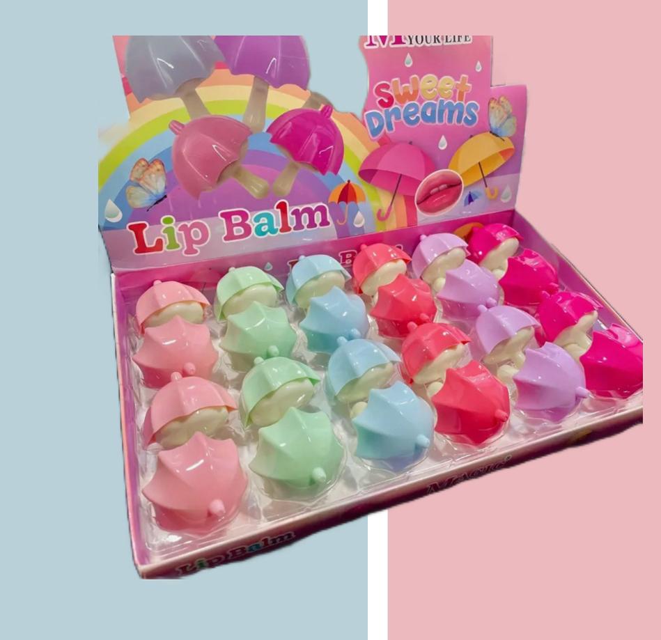 Mini Umbrella Shaped Lip Balm Gift Set - Natural Tint Lip Balm for All Skin Types, Moisturizing Care.