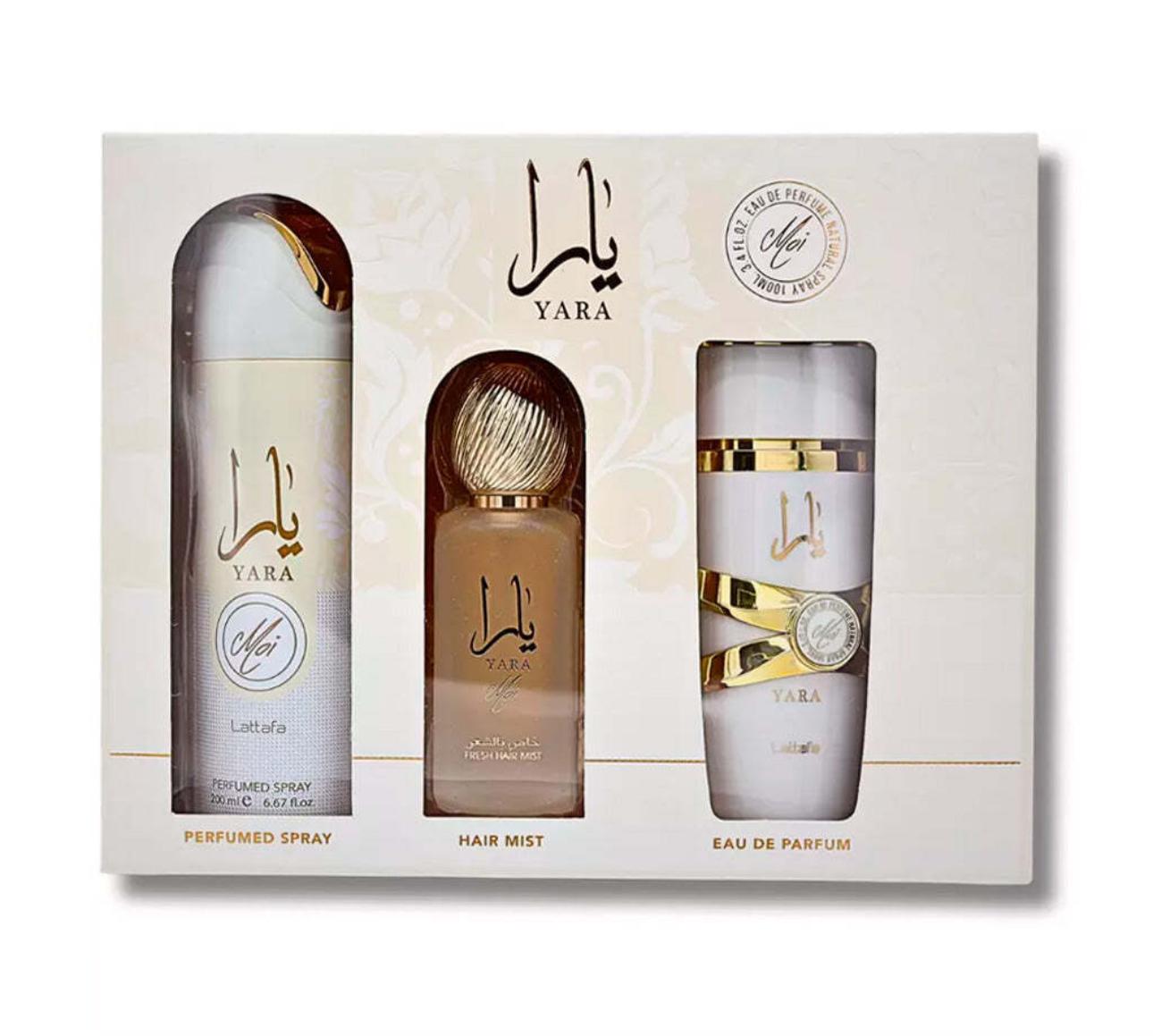 SET YARA Moi Collection Gift Set 3 pcs 3.4 Oz EDP + 1.7 Oz Hair Mist + 6.8 Oz