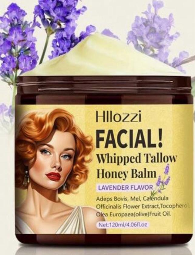 Balsamo de sebo y miel batido, sebo de pasto para el cuidado de la piel, humectante facial de sebo, humectante corporal y facial para todos los tipos de piel. 120 ml / 4.06 fl.oz
