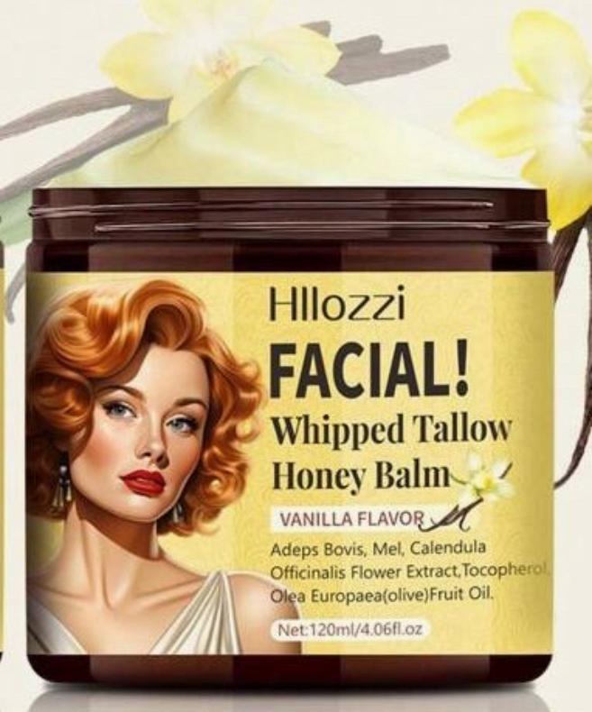 Balsamo de sebo y miel batido, sebo de pasto para el cuidado de la piel, humectante facial de sebo, humectante corporal y facial para todos los tipos de piel. 120 ml / 4.06 fl.oz